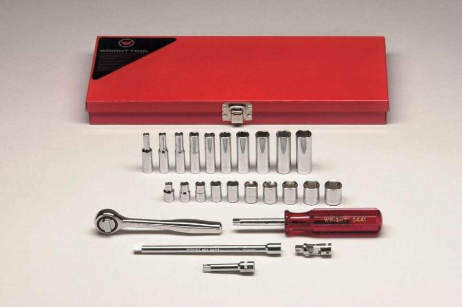 Hand Tools * | 1/4 In. Drive 25 Pc. 6 Pt Std & Deep Metric Socket Set For Sale Wright Tool