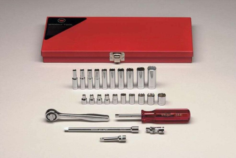 Hand Tools * | 1/4 In. Drive 23 Pc. 6 Pt Standard & Deep Socket Set Radiant Model Wright Tool